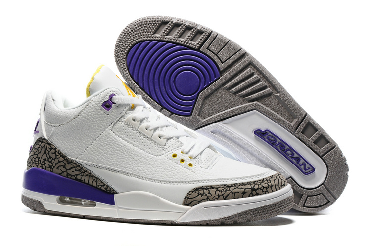 Nike Air Jordan 3 Kobe Bryant White Purple Gold Shoes